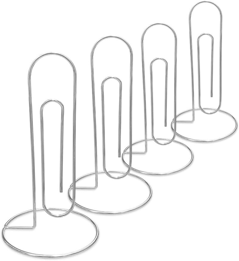 XyviLokit 4 Pack Sliver Large Paper Clip Memo Holder for Desk,Letter Holder,Paper Stand for Desk,Letter & Bill Storage,Mail Organizer Office Accessories Desktop Message Office Decor - Image 3